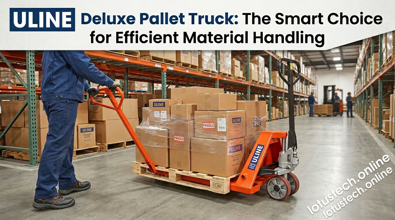 Uline Deluxe pallet truck for efficient material handling in warehouse operations